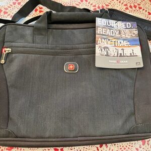 SwissGear Black Laptop Briefcase with Red Logo Accent